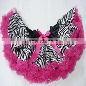Wholesale Girls Zebra Pettiskirt With Hot Pink Chiffon and Bowknot,girls Fashion Tutu Skirt thumbnail-1
