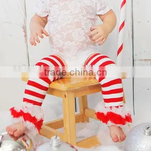 Christmas Baby Legging Warmers Stripe Ruffle Kids Leg Warmers thumbnail-3