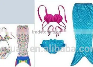 2017 Sexy Swimwear Custom Girl's 3pcs Mermaid Tail Rainbow Princess Bikini Children Bathing Suit Child Cute Swimsuit Kids thumbnail-5