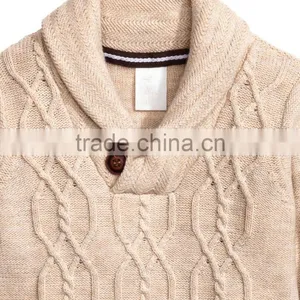 Soft Cotton Blend With Wool Content Knitting Patterns Boys Sweater With Shawl Collar thumbnail-2