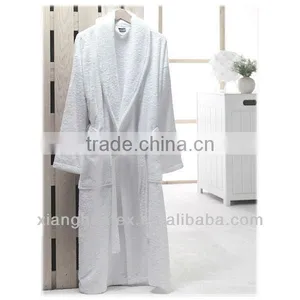White Shawl-collar Turkish-cotton Terry Robe thumbnail-1
