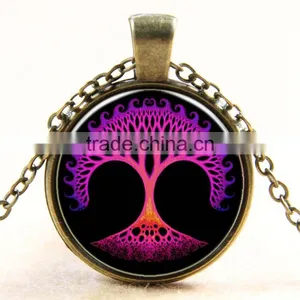 XP-TGN-LT-168 Wholesale Fashion Jewelry Mandala Time Diy Image Gemstone Family Tree Round Cabochon Necklace For Ladies thumbnail-2