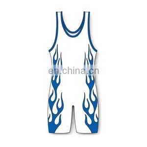 Cheap Wholesale Custom Made Sublimated Printing Wrestling Singlets, Wrestling Suit, thumbnail-5