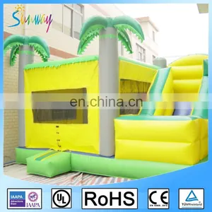5MX4.5MX4M Green Inflatable Palm Tree Bouncer Moonwalk With Water Slide thumbnail-1