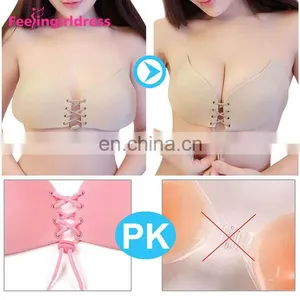 Hot Sale 4 Color Cloth Backless Strapless Invisible Push Up Magic Bra thumbnail-2