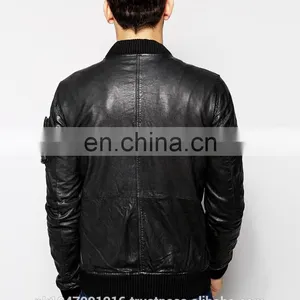 Men Leather Jacket / Genuine Leather Jacket / Sheepskin Leather Jacket Rough Look Biker thumbnail-2