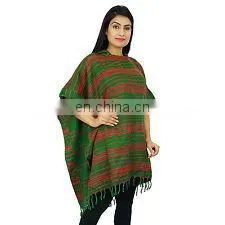 Indian Long Ponchos Poncho Plus Size Clothing Boho Gypsy One Size With Hood Women Ponchos Long Top Wool Blend Winter Sweater thumbnail-5