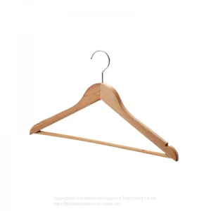 Solid Wood Coat Hanger, Suit Hanger, Jacket Hanger With Sturdy Non-Slip Bar, Smooth Finish, Wide Shoulder thumbnail-1