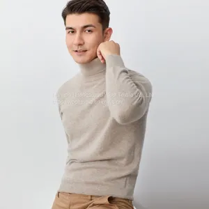 New Men's Pure Wool Sweaters High-Neck Thick Sweaters Solid Color Long-Sleeved Knitted Jackets For Men thumbnail-2