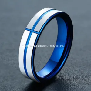 6mm 8mm Blue Tungsten Carbide Rings thumbnail-1