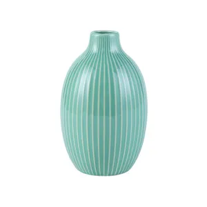 Green And Pink Stripe Easy Simple Ceramic Vase Art Decor For Drawing Room thumbnail-1