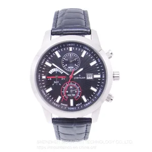 Titanium Case Fashion Man Chronograph Watches Genuine Leather Multi-Function Quartz Watch thumbnail-5