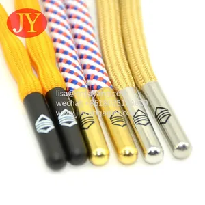 5mm Shoelace With Metal Buckle Brass Material Lace Cord End Waister Rope Aglet Tipping Laser Logo on Metal Aglet thumbnail-3