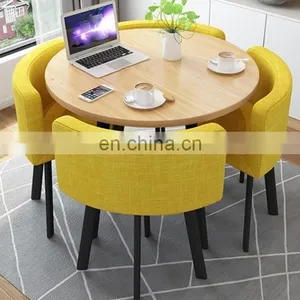 China Factory Luxury Saving Place Coffee Table Sets Leisure Modern Round 4 Seaters Dining Tables thumbnail-3