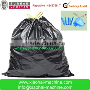 Plastic Poly Draw Handle Big Garbage Bag Making Machine To Make Ribbon Through Continuous Winding Bag thumbnail-1