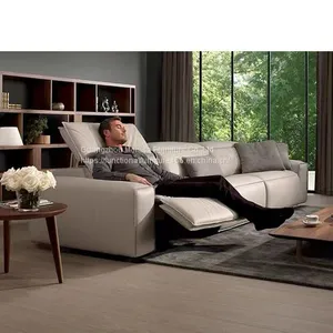 New Italian Minimalist Leather Coffee Table Sofa Combination Living Room Electric Smart Home Theater Audio-Visual Room Sofa thumbnail-4