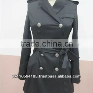 Ladies Custom Plain Cotton and Polyester Long Coats thumbnail-1