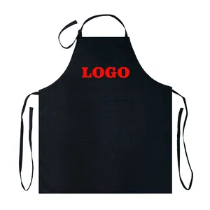 Sleeveless Apron Manufacturer Customize High Quality Low Price Poly-cotton Cooking Kitchen Aprons With Logo thumbnail-2