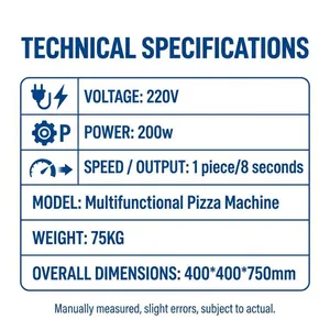 Desktop Automatic Pizza Dough Press Machine High Speed Pizza Base Presser for Catering Service and Italian Restaurants thumbnail-4