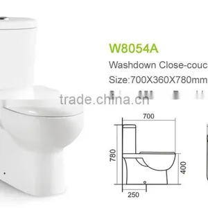Porcelain Washdown Two Piece Toilet wc W8054 thumbnail-2