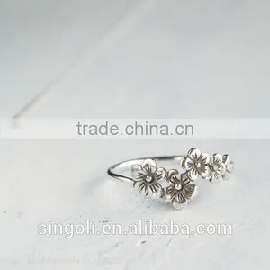 Sterling Silver Jewelry Cherry Blossom Flower Ring thumbnail-2
