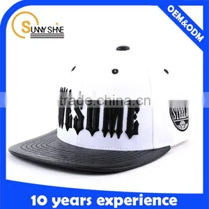 Custom Snapback Wholesale 3d Puff Acrylic Snapback Hats Leather Brim Hats Hip Hop thumbnail-1