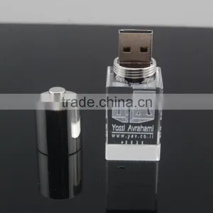 8G 16G 32G Crystal Pen Drive With Light-up Logo thumbnail-2
