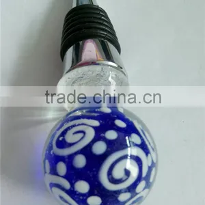 Popular Blue Glass Ball Design Bottle Wine Stopper thumbnail-2
