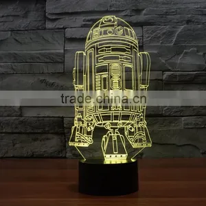 Usb + Battery Operated Acrylic Night Light Lamp Led 3d Color Change Warship Shape Light for Children Kids Baby Led Lamp thumbnail-3