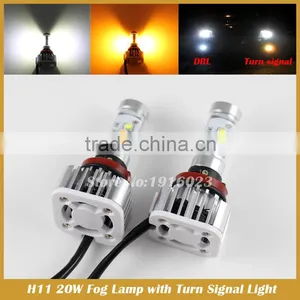 High Power H11 LED Fog Daytime Light Lamp With Amber Turn Signal Light DRL thumbnail-3