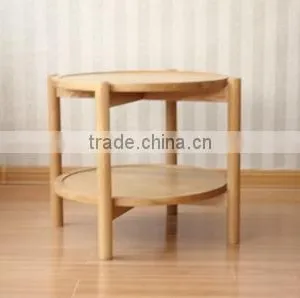 Solid Wood End Table Tea Table in Round, Modern Design Furniture thumbnail-1