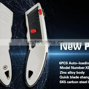 6PCS Auto Loading Trapezoid Blade Zinc Alloy Utility Knife thumbnail-3