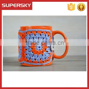 V-74 Colorful Knitted Mug Sleeve Warmmer Sweater Mug in Muti-color thumbnail-1