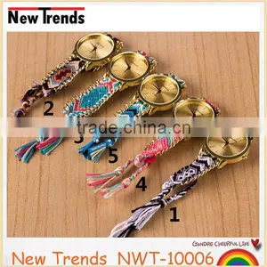 Newest National Style Multi Color Woven Braid Women Bracelet Watches thumbnail-1