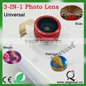 Universal 3in1 Clip-On Fish Eye Lens Wide Angle Macro Mobile Phone Lens For IPhone thumbnail-1