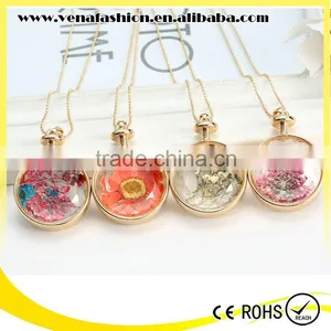 Pink Crystal Handmade Flower Crystal Necklace thumbnail-4