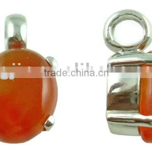 Fashion Pendant, Oval Pendant Silver,Banded Agate Stone thumbnail-1