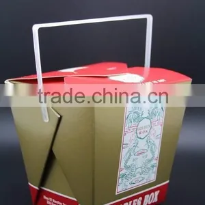 China Maker Disposable 32oz Food Grade Paper Golden Hard Paper Noodles Box With Handle thumbnail-1