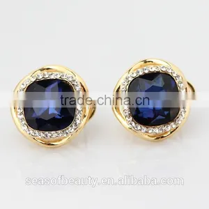 High Quality Crystal Stud Earrings Gold Plated Ear Stud thumbnail-1