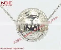 Wholesale Ball Shaped Design Fashion Costum 925 Silver Jewelry Pendant,AAA Grade White Cz,quality Rhodium Plated Trendy Pendant thumbnail-1