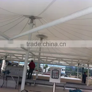 PVC Tensile Fabric Architecture Canopy for Various Sewage Pool With High Strength Tension Roof System in Typhoon Area thumbnail-3