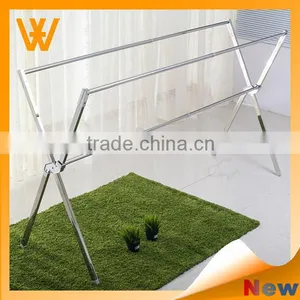 Double-pole Stainless Steel Extendable Laundry Hanger Rack With Shelf thumbnail-1