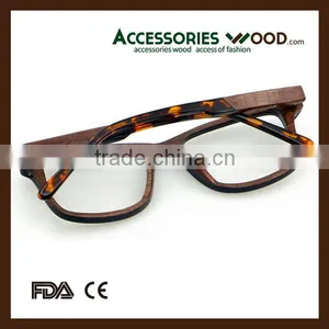 New Design Acetate Arm Wood Eyewear Clear Glasses 100% Real Natural Wooden Frame RX Lense thumbnail-2