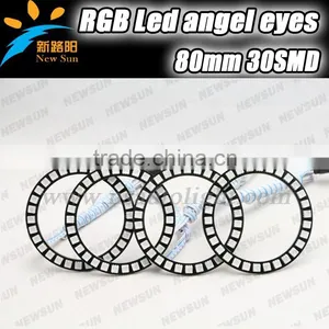4 X80mm 5050SMD 30leds RGB Angel Eyes for All Car, DC 12 V Universal Use Color Changing Led Angel Eyes Rgb Rings 80mm thumbnail-1