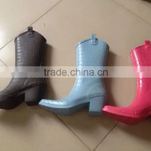 (CH.W166) Safety Rain Boots Lady High Heel Rubber Boot Cheap Woman thumbnail-1