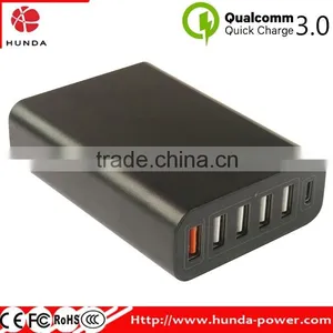 2016 Popular QC3.0 + Type-C 60W Quick Charge 3.0 Intelligent Desktop USB Charger for Smartphone, Tablets and More thumbnail-2