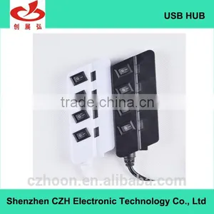 TOP Selling Products! 4-Port Usb 2.0 Hub With Individual On/off Power Switches and LED Indicators thumbnail-2
