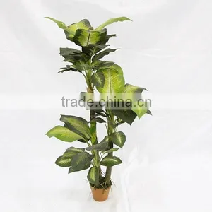 Decorative Artificial Big Leaves Dieffenbachia Plant Trees Plastic Trunk thumbnail-2