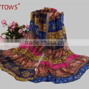 Cotton Voile Stole Shawls and Scarves Printed Check Patterns thumbnail-5