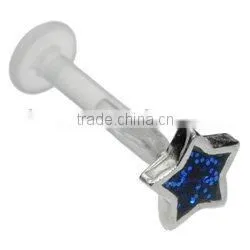 Acrylic Star Push in Labret Monroe Body Piercing Jewelry thumbnail-1